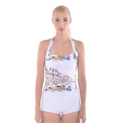 Venice T- Shirt Venice Voyage Art Digital Painting Watercolor Discovery T- Shirt (3) Boyleg Halter Swimsuit  by ZUXUMI