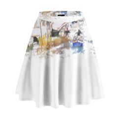 Venice T- Shirt Venice Voyage Art Digital Painting Watercolor Discovery T- Shirt (3) High Waist Skirt by ZUXUMI