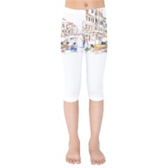 Venice T- Shirt Venice Voyage Art Digital Painting Watercolor Discovery T- Shirt (3) Kids  Capri Leggings 