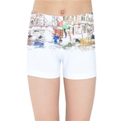 Venice T- Shirt Venice Voyage Art Digital Painting Watercolor Discovery T- Shirt (3) Kids  Sports Shorts