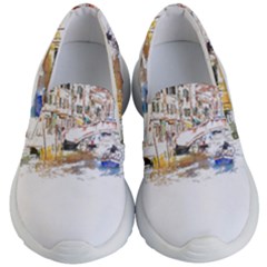 Venice T- Shirt Venice Voyage Art Digital Painting Watercolor Discovery T- Shirt (3) Kids Lightweight Slip Ons by ZUXUMI