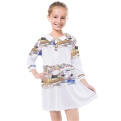 Venice T- Shirt Venice Voyage Art Digital Painting Watercolor Discovery T- Shirt (3) Kids  Quarter Sleeve Shirt Dress by ZUXUMI