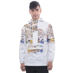 Venice T- Shirt Venice Voyage Art Digital Painting Watercolor Discovery T- Shirt (3) Men s Front Pocket Pullover Windbreaker by ZUXUMI