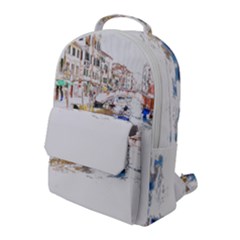 Venice T- Shirt Venice Voyage Art Digital Painting Watercolor Discovery T- Shirt (3) Flap Pocket Backpack (large) by ZUXUMI