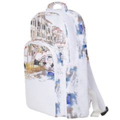 Venice T- Shirt Venice Voyage Art Digital Painting Watercolor Discovery T- Shirt (3) Double Compartment Backpack by ZUXUMI