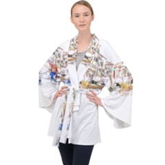 Venice T- Shirt Venice Voyage Art Digital Painting Watercolor Discovery T- Shirt (3) Long Sleeve Velvet Kimono  by ZUXUMI