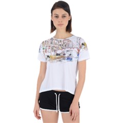 Venice T- Shirt Venice Voyage Art Digital Painting Watercolor Discovery T- Shirt (3) Open Back Sport T-shirt by ZUXUMI