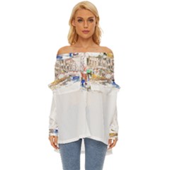 Venice T- Shirt Venice Voyage Art Digital Painting Watercolor Discovery T- Shirt (3) Off Shoulder Chiffon Pocket Shirt by ZUXUMI