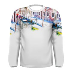 Venice T- Shirt Venice Voyage Art Digital Painting Watercolor Discovery T- Shirt (4) Men s Long Sleeve T-shirt by ZUXUMI