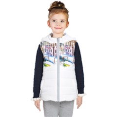 Venice T- Shirt Venice Voyage Art Digital Painting Watercolor Discovery T- Shirt (4) Kids  Hooded Puffer Vest by ZUXUMI