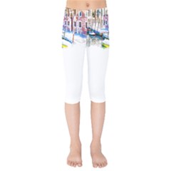 Venice T- Shirt Venice Voyage Art Digital Painting Watercolor Discovery T- Shirt (4) Kids  Capri Leggings  by ZUXUMI