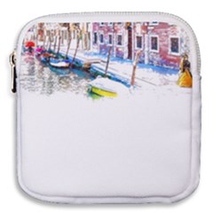 Venice T- Shirt Venice Voyage Art Digital Painting Watercolor Discovery T- Shirt (4) Mini Square Pouch by ZUXUMI