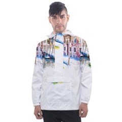 Venice T- Shirt Venice Voyage Art Digital Painting Watercolor Discovery T- Shirt (4) Men s Front Pocket Pullover Windbreaker by ZUXUMI