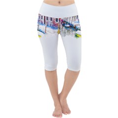 Venice T- Shirt Venice Voyage Art Digital Painting Watercolor Discovery T- Shirt (4) Lightweight Velour Cropped Yoga Leggings by ZUXUMI