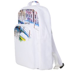 Venice T- Shirt Venice Voyage Art Digital Painting Watercolor Discovery T- Shirt (4) Double Compartment Backpack by ZUXUMI