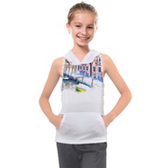 Venice T- Shirt Venice Voyage Art Digital Painting Watercolor Discovery T- Shirt (4) Kids  Sleeveless Hoodie by ZUXUMI