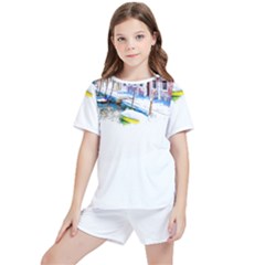 Venice T- Shirt Venice Voyage Art Digital Painting Watercolor Discovery T- Shirt (4) Kids  T-shirt And Sports Shorts Set by ZUXUMI