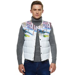 Venice T- Shirt Venice Voyage Art Digital Painting Watercolor Discovery T- Shirt (4) Men s Button Up Puffer Vest	 by ZUXUMI