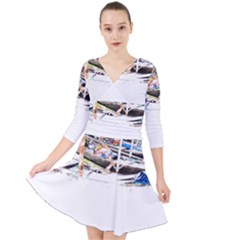 Venice T- Shirt Venice Voyage Art Digital Painting Watercolor Discovery T- Shirt (5) Quarter Sleeve Front Wrap Dress by ZUXUMI