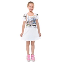 Venice T- Shirt Venice Voyage Art Digital Painting Watercolor Discovery T- Shirt (5) Kids  Short Sleeve Velvet Dress by ZUXUMI