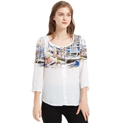 Venice T- Shirt Venice Voyage Art Digital Painting Watercolor Discovery T- Shirt (5) Chiffon Quarter Sleeve Blouse by ZUXUMI