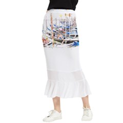 Venice T- Shirt Venice Voyage Art Digital Painting Watercolor Discovery T- Shirt (5) Maxi Fishtail Chiffon Skirt by ZUXUMI