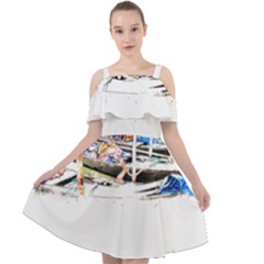 Venice T- Shirt Venice Voyage Art Digital Painting Watercolor Discovery T- Shirt (5) Cut Out Shoulders Chiffon Dress by ZUXUMI