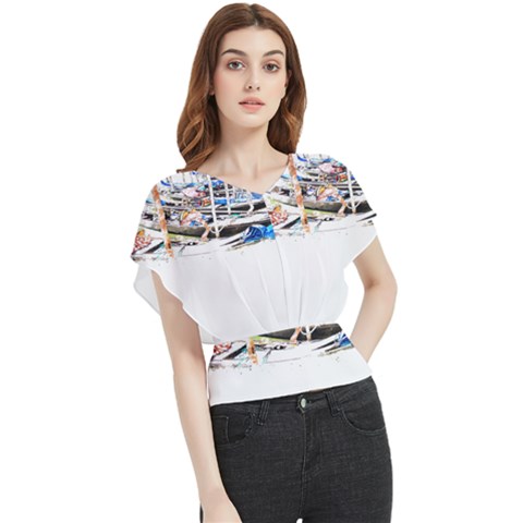 Venice T- Shirt Venice Voyage Art Digital Painting Watercolor Discovery T- Shirt (5) Butterfly Chiffon Blouse by ZUXUMI