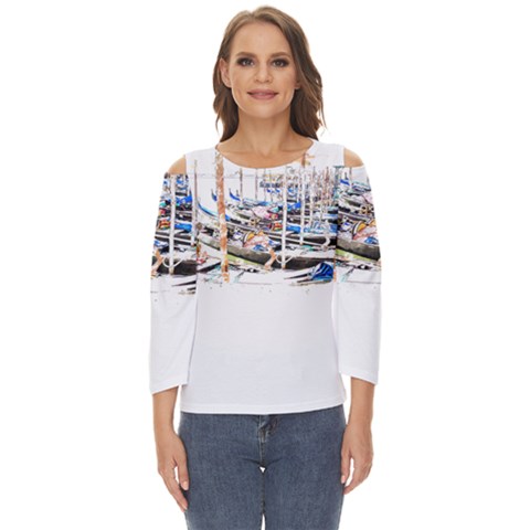 Venice T- Shirt Venice Voyage Art Digital Painting Watercolor Discovery T- Shirt (5) Cut Out Wide Sleeve Top by ZUXUMI