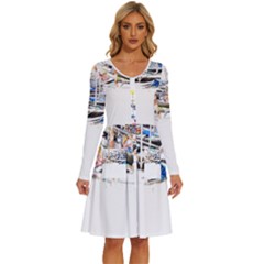 Venice T- Shirt Venice Voyage Art Digital Painting Watercolor Discovery T- Shirt (5) Long Sleeve Dress With Pocket by ZUXUMI