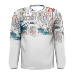 Venice T- Shirt Venice Voyage Art Digital Painting Watercolor Discovery T- Shirt Men s Long Sleeve T-shirt by ZUXUMI