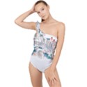 Venice T- Shirt Venice Voyage Art Digital Painting Watercolor Discovery T- Shirt Frilly One Shoulder Swimsuit View1