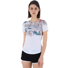 Venice T- Shirt Venice Voyage Art Digital Painting Watercolor Discovery T- Shirt Back Cut Out Sport T-shirt by ZUXUMI