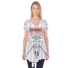 Vespa T- Shirt Hit The Road 3 T- Shirt Short Sleeve Tunic 