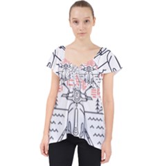 Vespa T- Shirt Hit The Road 3 T- Shirt Lace Front Dolly Top