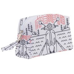 Vespa T- Shirt Hit The Road 3 T- Shirt Wristlet Pouch Bag (large) by ZUXUMI