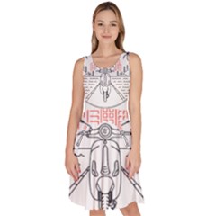 Vespa T- Shirt Hit The Road 3 T- Shirt Knee Length Skater Dress With Pockets by ZUXUMI