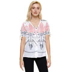 Vespa T- Shirt Hit The Road 3 T- Shirt Bow Sleeve Button Up Top