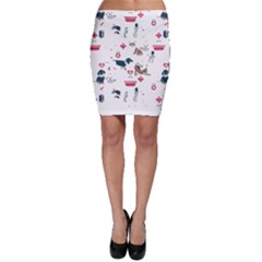 Veterinarian Gift T- Shirt Veterinary Medicine, Happy And Healthy Friends    Pattern    Coral Backgr Bodycon Skirt by ZUXUMI