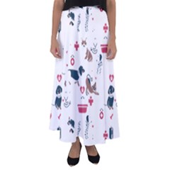 Veterinarian Gift T- Shirt Veterinary Medicine, Happy And Healthy Friends    Pattern    Coral Backgr Flared Maxi Skirt by ZUXUMI