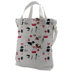 Veterinarian Gift T- Shirt Veterinary Medicine, Happy And Healthy Friends    Pattern    Coral Backgr Canvas Messenger Bag by ZUXUMI