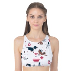 Veterinarian Gift T- Shirt Veterinary Medicine, Happy And Healthy Friends    Pattern    Coral Backgr Tank Bikini Top by ZUXUMI