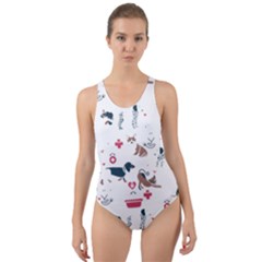 Veterinarian Gift T- Shirt Veterinary Medicine, Happy And Healthy Friends    Pattern    Coral Backgr Cut-out Back One Piece Swimsuit by ZUXUMI