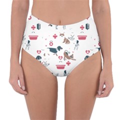 Veterinarian Gift T- Shirt Veterinary Medicine, Happy And Healthy Friends    Pattern    Coral Backgr Reversible High-waist Bikini Bottoms by ZUXUMI