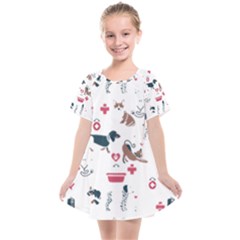 Veterinarian Gift T- Shirt Veterinary Medicine, Happy And Healthy Friends    Pattern    Coral Backgr Kids  Smock Dress by ZUXUMI