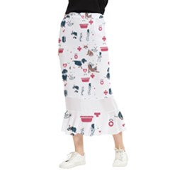 Veterinarian Gift T- Shirt Veterinary Medicine, Happy And Healthy Friends    Pattern    Coral Backgr Maxi Fishtail Chiffon Skirt by ZUXUMI