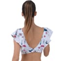 Veterinarian Gift T- Shirt Veterinary Medicine, Happy And Healthy Friends    Pattern    Coral Backgr Plunge Frill Sleeve Bikini Top View2