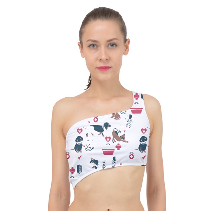 Veterinarian Gift T- Shirt Veterinary Medicine, Happy And Healthy Friends    Pattern    Coral Backgr Spliced Up Bikini Top 