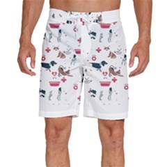 Veterinarian Gift T- Shirt Veterinary Medicine, Happy And Healthy Friends    Pattern    Coral Backgr Men s Beach Shorts by ZUXUMI