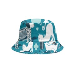 Veterinarian Medicine T- Shirt Veterinary Medicine, Happy And Healthy Friends    Turquoise Backgroun Bucket Hat (kids) by ZUXUMI